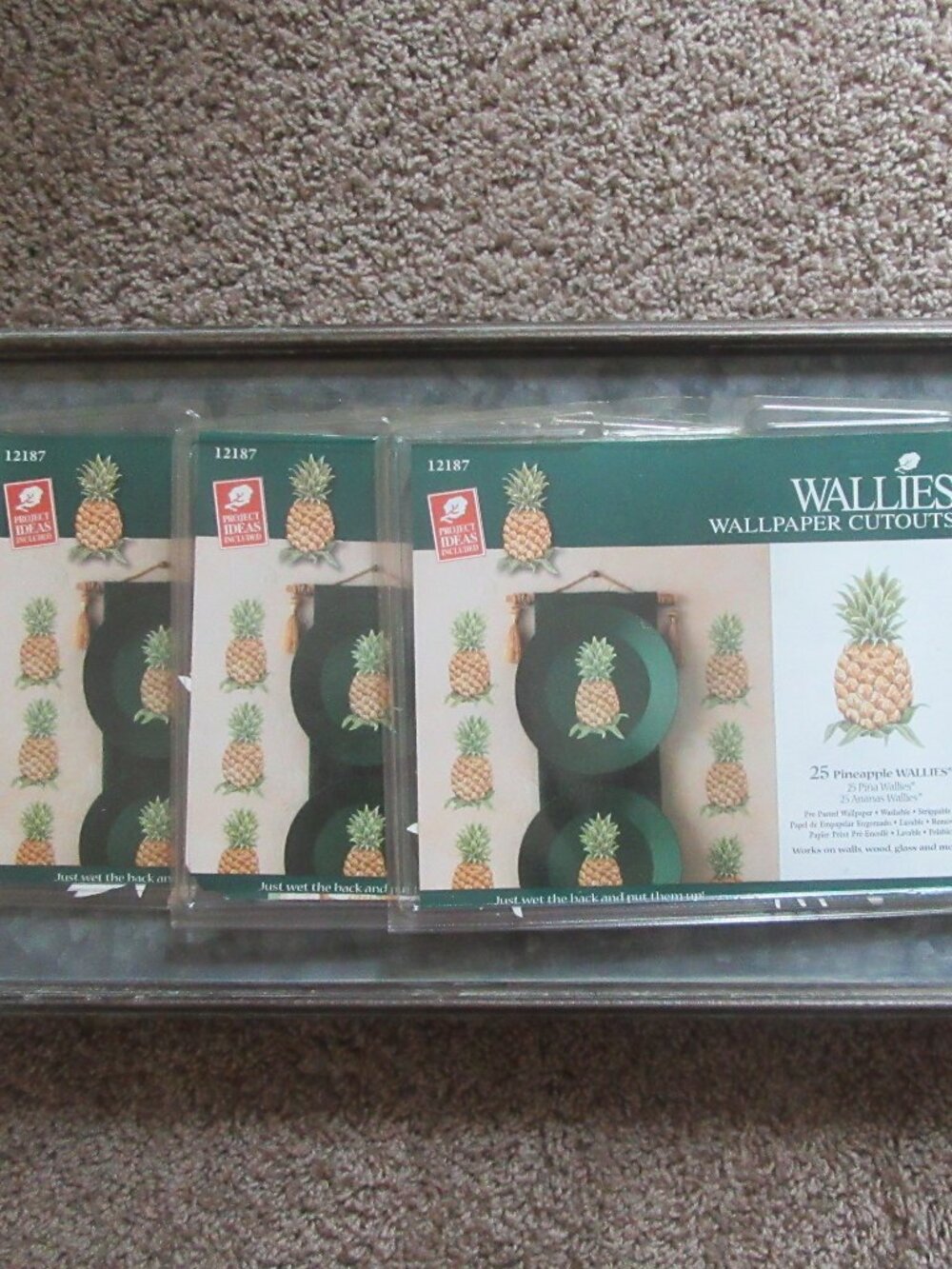 3 new packages Vintage Pineapple Wallies Wallpaper cutouts (75 total)